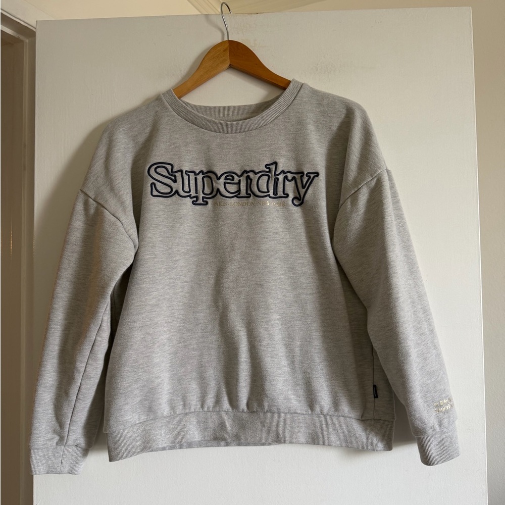 Superdry Appliqué Serif Loopback Crew Sweatshirt size 8 EUC - Picture 8 of 12